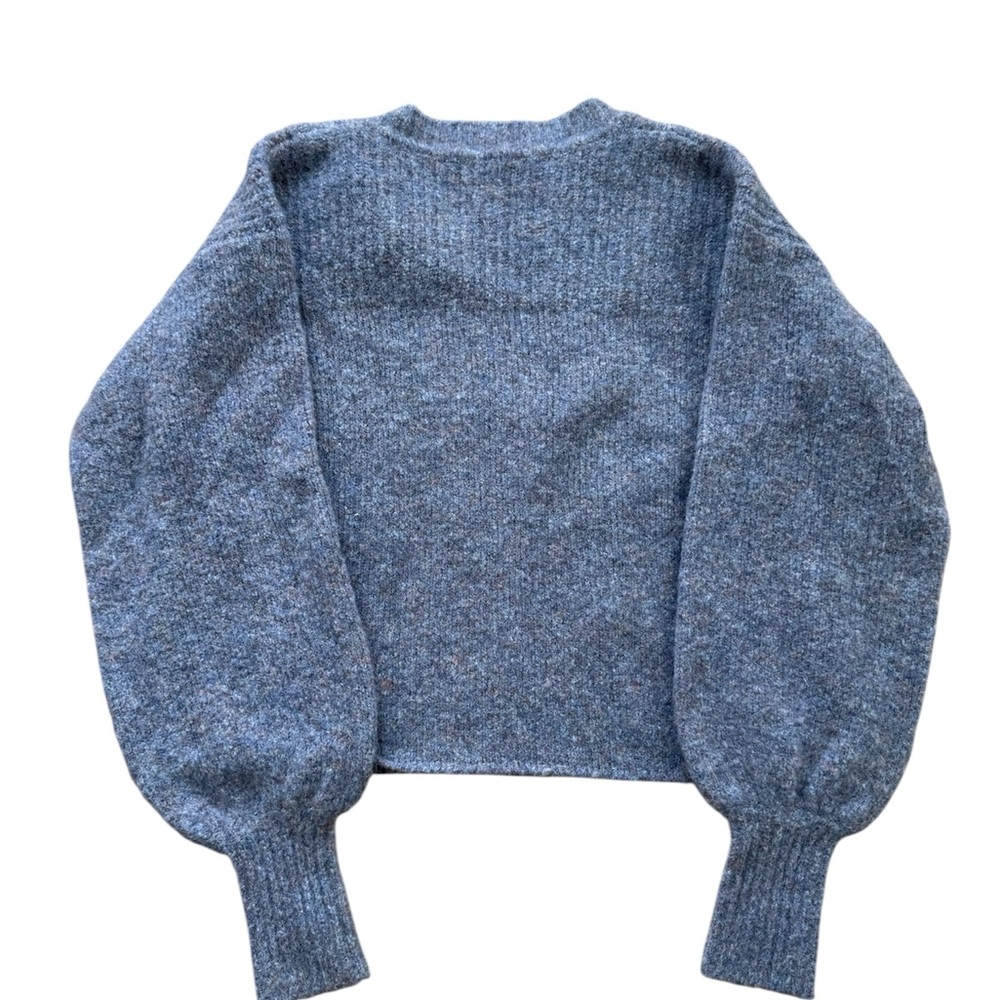 Something Navy Gray/Purple V-Neck Sweater - Picture 3 of 4